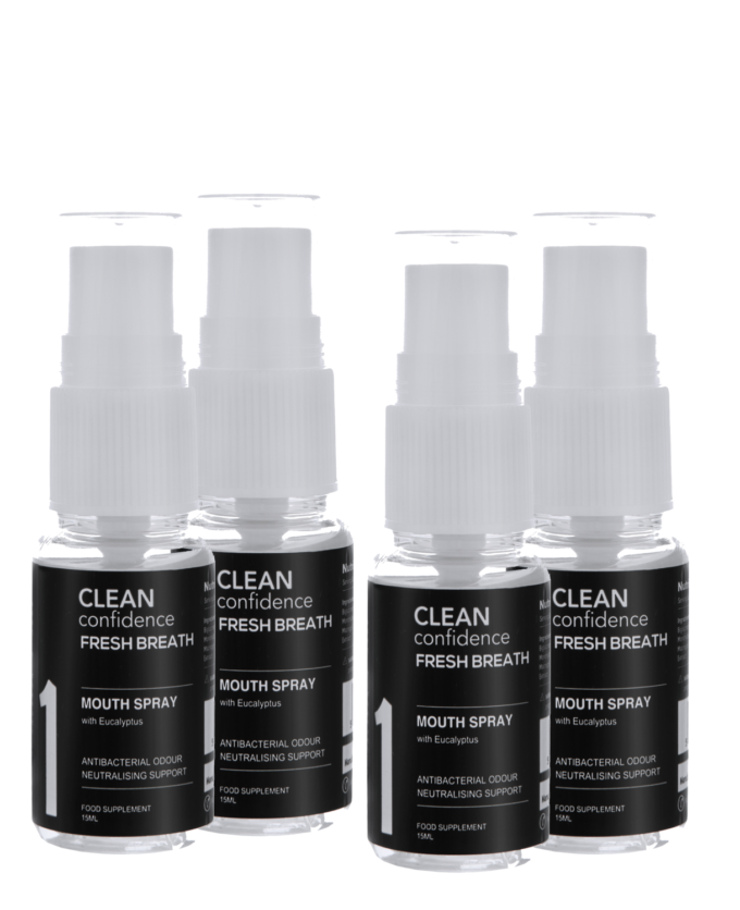 CLEAN Confidence FREASH BREATH Mouth Spray with Eucalyptus - 4-Bottle Set