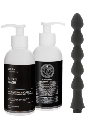 Junk and Trunk Clean Up Kit - Silicone Enema Wand, GROIN WASH v