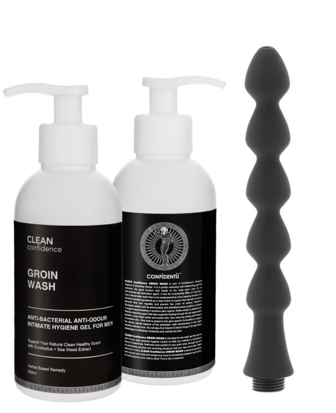 Junk and Trunk Clean Up Kit - Silicone Enema Wand, GROIN WASH v